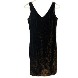 Vintage Brown and Gold Crushed Velvet Dress